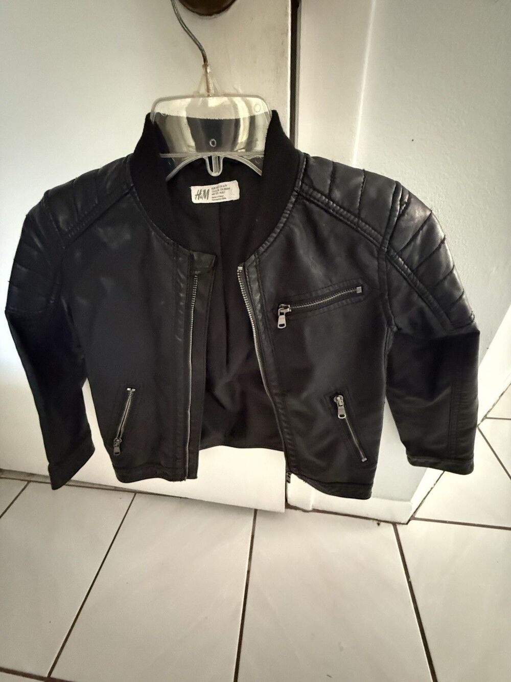 H&M  Faux Leather Jacket Black Size  6-7 YO Unisex